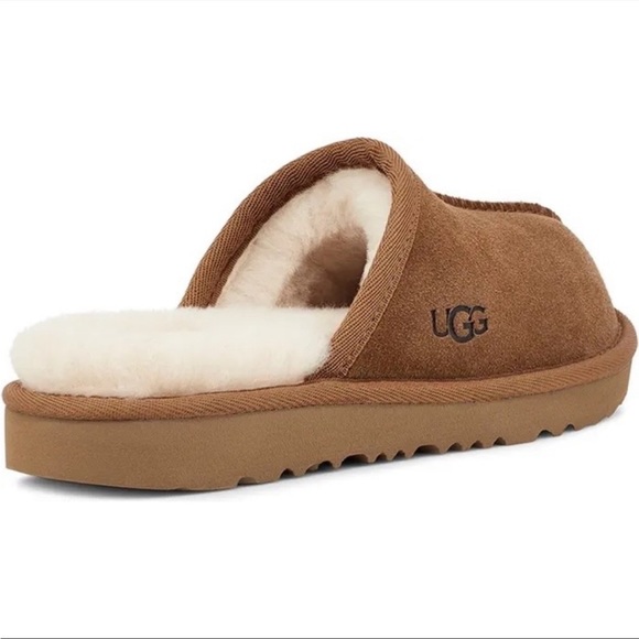 UGG Keegan Suede Leather Slide Slippers Chestnut Shearling Kids 10M Classic Tan - Picture 3 of 5
